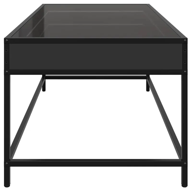 Kavos staliukas su Infinity LED lemputėmis, juodas, 90x50x41cm