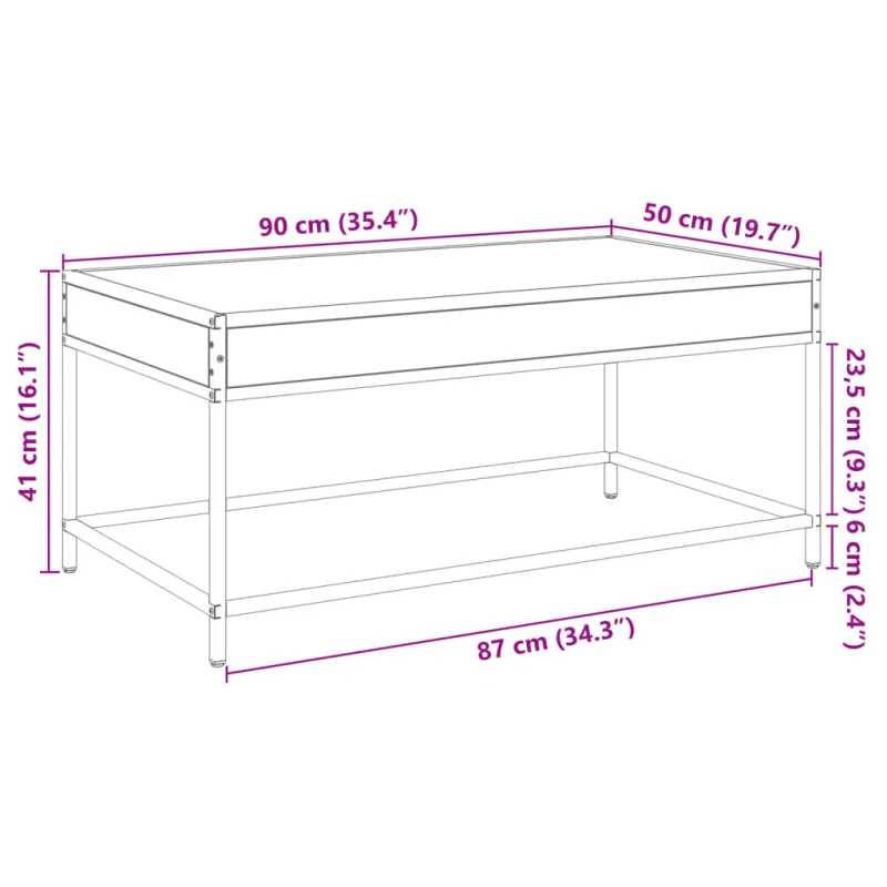 Kavos staliukas su Infinity LED lemputėmis, dūminis, 90x50x41cm