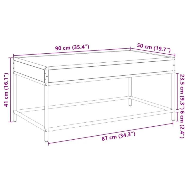 Kavos staliukas su Infinity LED lemputėmis, pilkas, 90x50x41cm