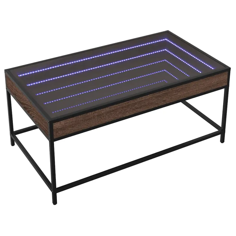 Kavos staliukas su Infinity LED lemputėmis, rudas, 90x50x41cm