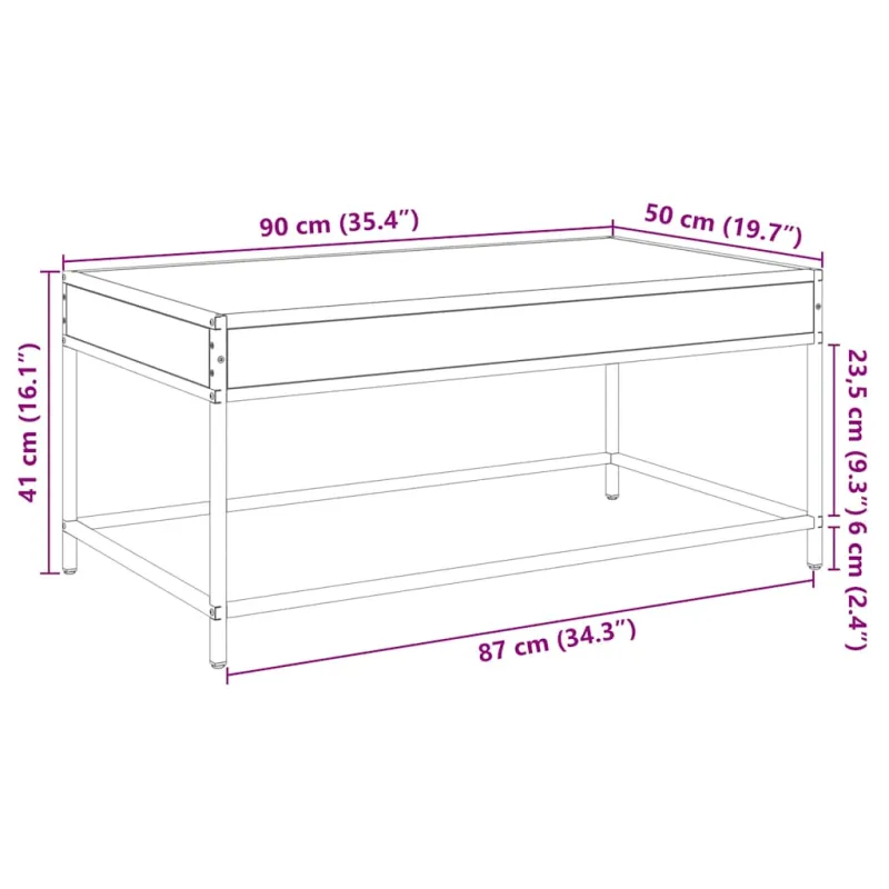 Kavos staliukas su Infinity LED lemputėmis, rudas, 90x50x41cm