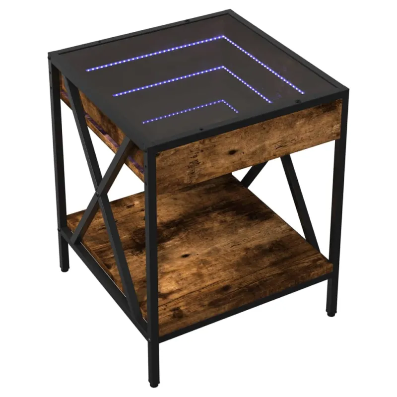 Kavos staliukas su Infinity LED lemputėmis, dūminis, 40x40x49cm