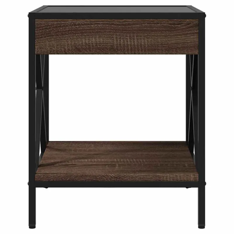 Kavos staliukas su Infinity LED lemputėmis, rudas, 40x40x49cm