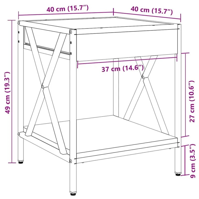 Kavos staliukas su Infinity LED lemputėmis, rudas, 40x40x49cm