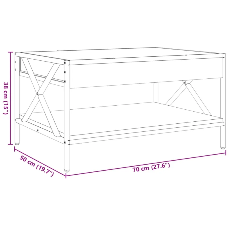 Kavos staliukas su Infinity LED lemputėmis, pilkas, 70x50x38cm