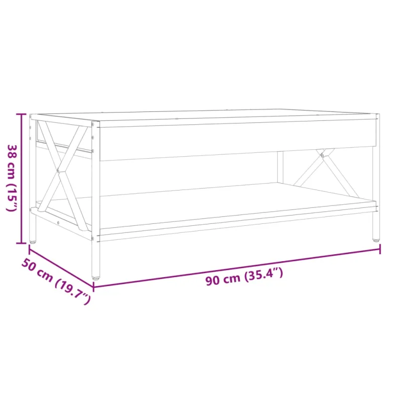 Kavos staliukas su Infinity LED lemputėmis, rudas, 90x50x38cm