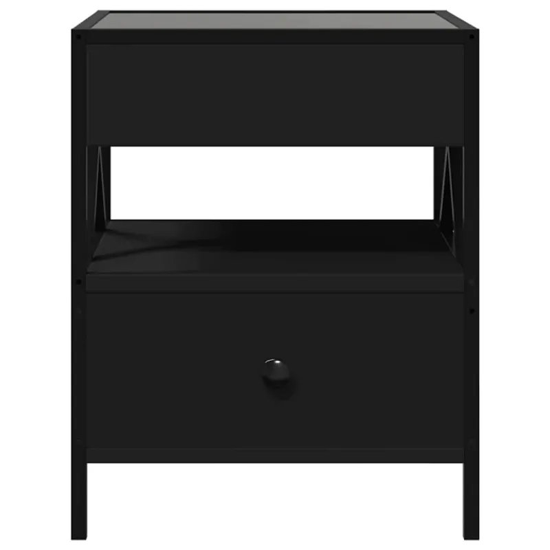 Kavos staliukas su Infinity LED lemputėmis, juodas, 40x40x51cm