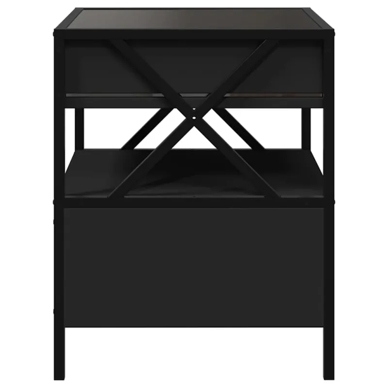 Kavos staliukas su Infinity LED lemputėmis, juodas, 40x40x51cm