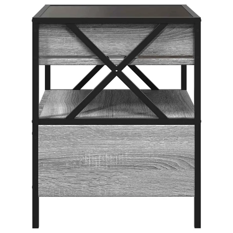 Kavos staliukas su Infinity LED lemputėmis, pilkas, 40x40x51cm