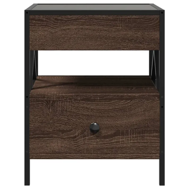 Kavos staliukas su Infinity LED lemputėmis, rudas, 40x40x51cm