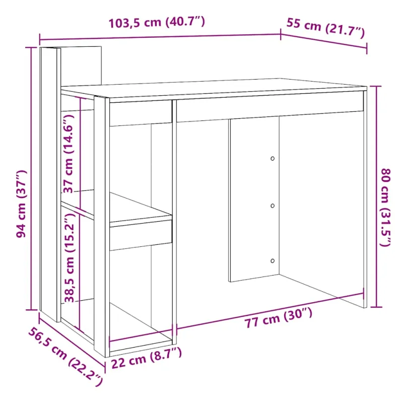 Biuro stalas, juodos spalvos, 103,5x56,5x94cm, apdirbta mediena