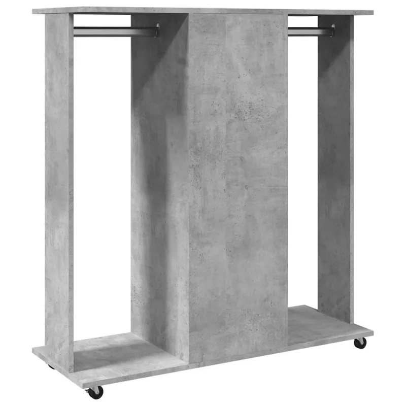 Drabužių spinta su ratukais, betono, 102x38x110cm, mediena