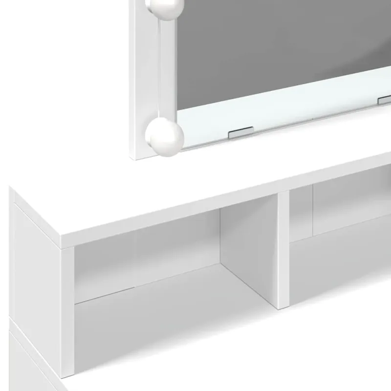 Kosmetinis staliukas su LED, baltos spalvos, 80x41x144,5cm