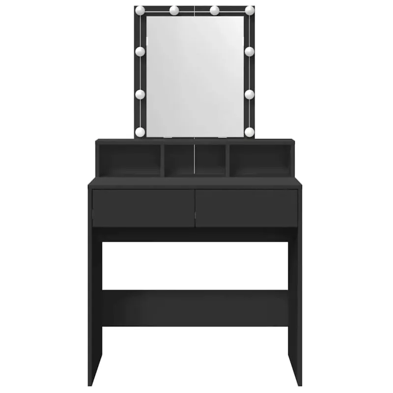Kosmetinis staliukas su LED, juodos spalvos, 80x41x144,5cm
