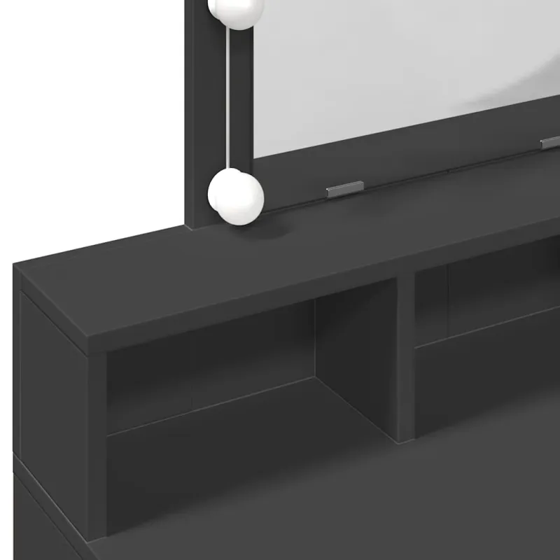 Kosmetinis staliukas su LED, juodos spalvos, 80x41x144,5cm