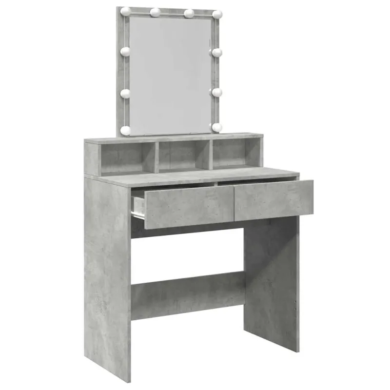 Kosmetinis staliukas su LED, betono pilkas, 80x41x144,5cm
