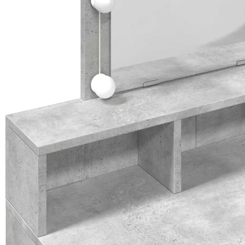 Kosmetinis staliukas su LED, betono pilkas, 80x41x144,5cm