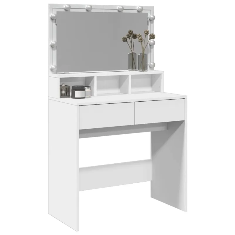 Kosmetinis staliukas su LED, baltos spalvos, 80x41x134,5cm