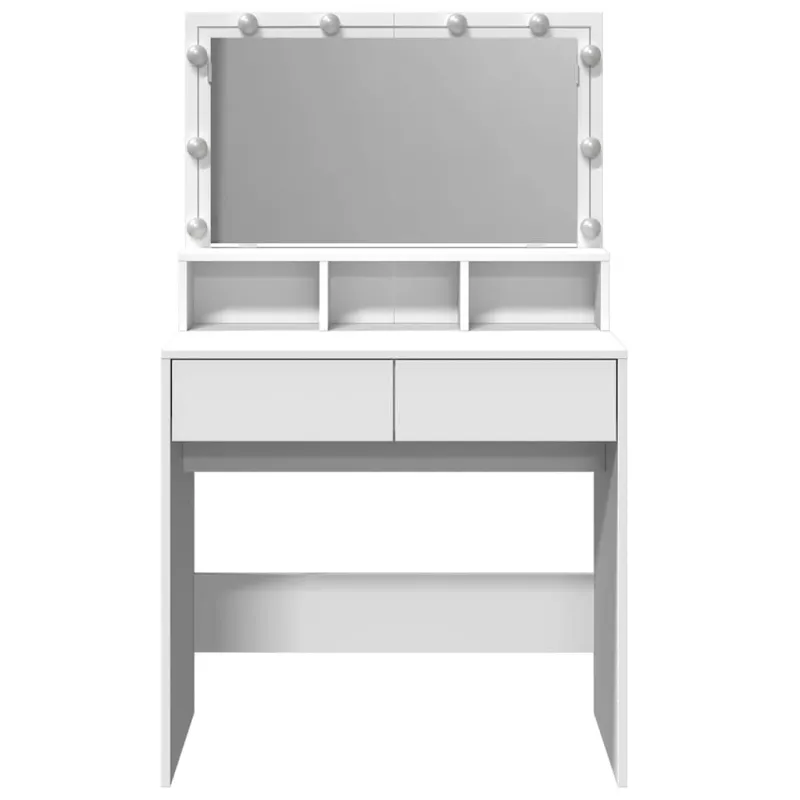 Kosmetinis staliukas su LED, baltos spalvos, 80x41x134,5cm