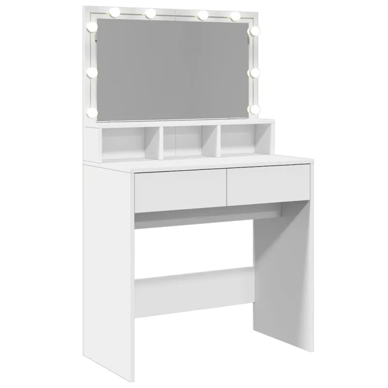Kosmetinis staliukas su LED, baltos spalvos, 80x41x134,5cm