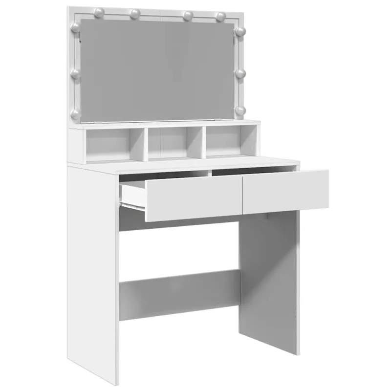 Kosmetinis staliukas su LED, baltos spalvos, 80x41x134,5cm