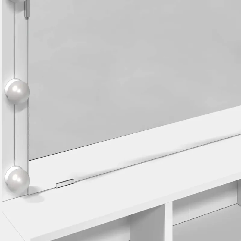 Kosmetinis staliukas su LED, baltos spalvos, 80x41x134,5cm