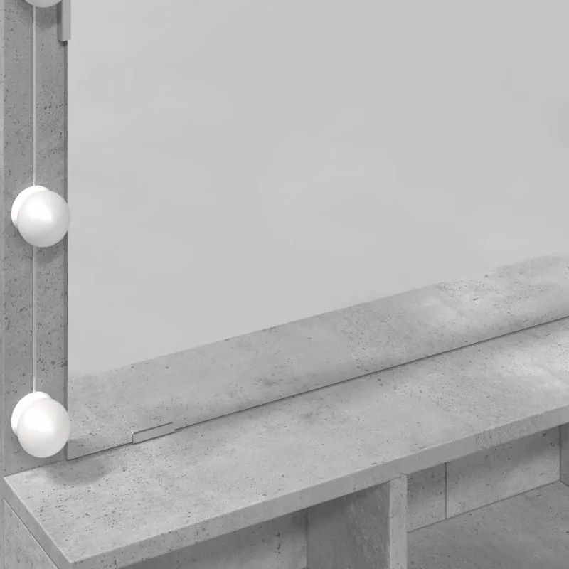 Kosmetinis staliukas su LED, betono pilkas, 80x41x134,5cm