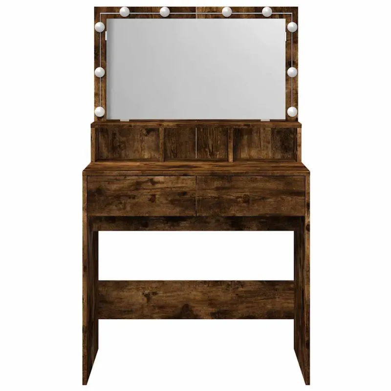Kosmetinis staliukas su LED, dūminio ąžuolo, 80x41x134,5cm
