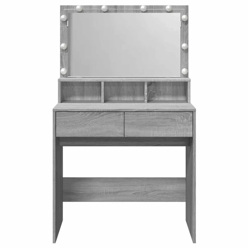 Kosmetinis staliukas su LED, pilkas ąžuolo, 80x41x134,5cm