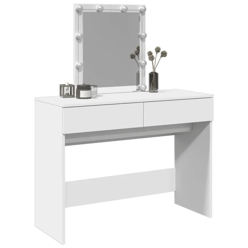 Kosmetinis staliukas su LED, baltos spalvos, 100x40x130cm