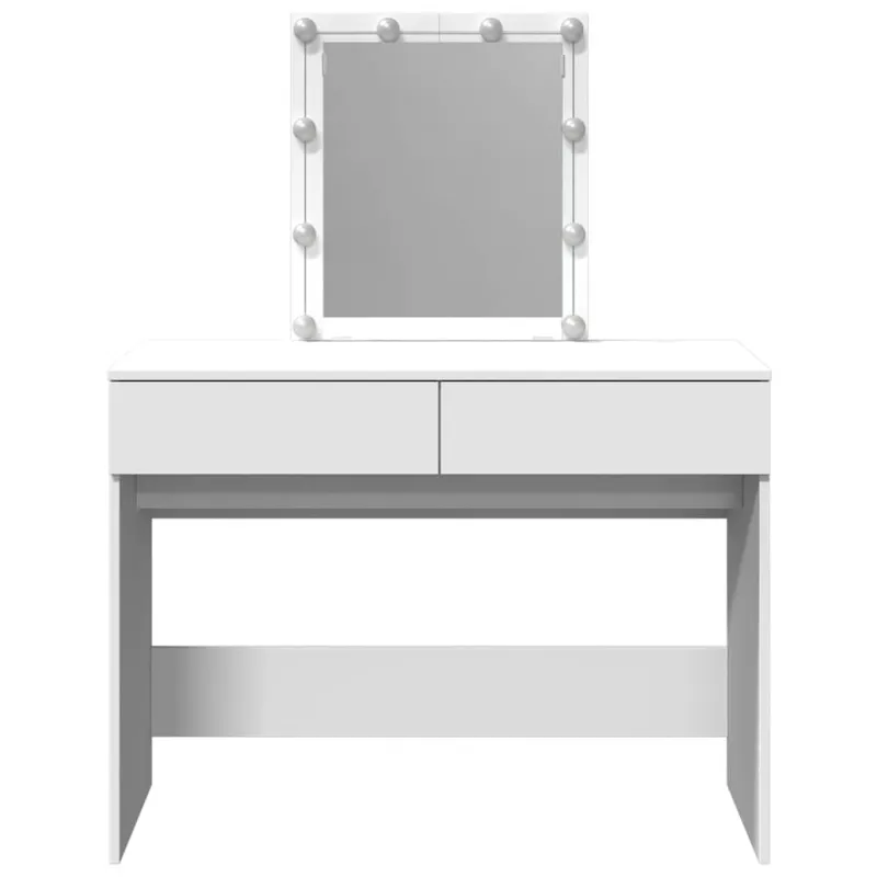 Kosmetinis staliukas su LED, baltos spalvos, 100x40x130cm