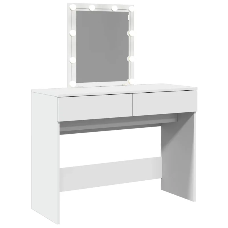 Kosmetinis staliukas su LED, baltos spalvos, 100x40x130cm