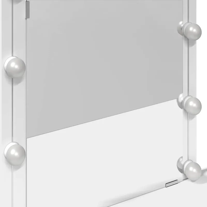 Kosmetinis staliukas su LED, baltos spalvos, 100x40x130cm
