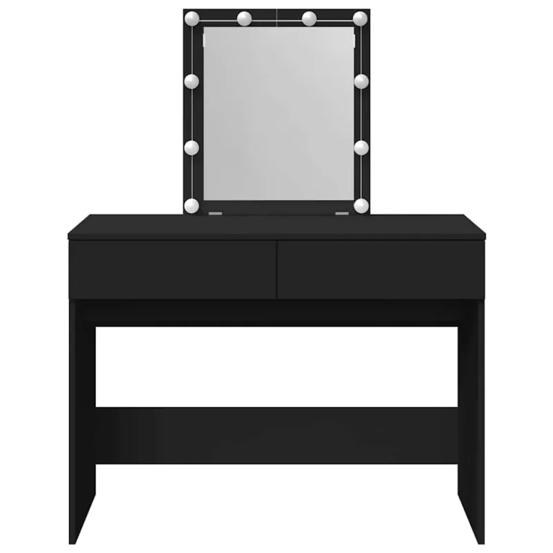 Kosmetinis staliukas su LED, juodos spalvos, 100x40x130cm