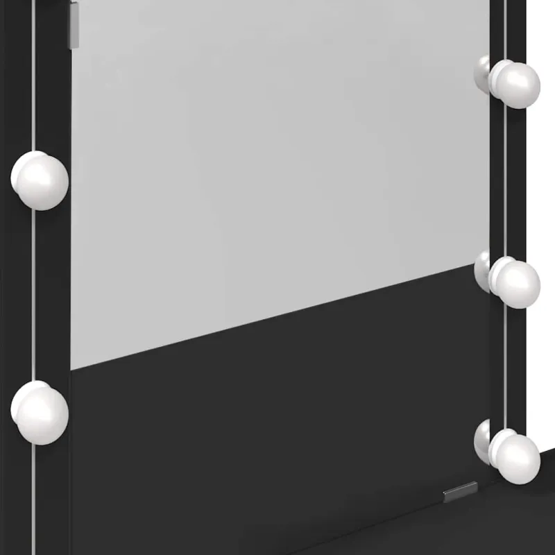 Kosmetinis staliukas su LED, juodos spalvos, 100x40x130cm