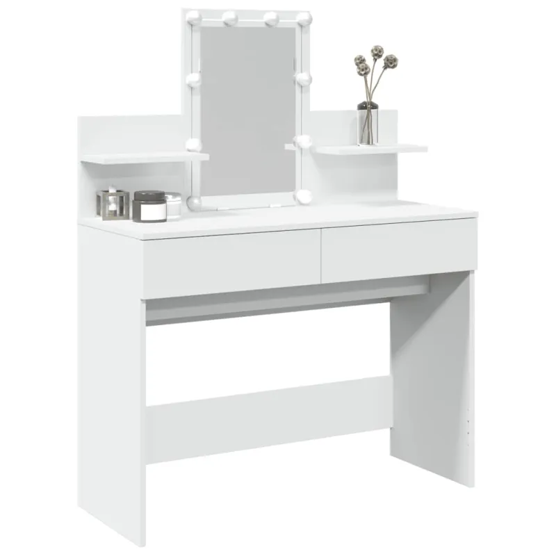 Kosmetinis staliukas su LED, baltos spalvos, 100x40x130cm