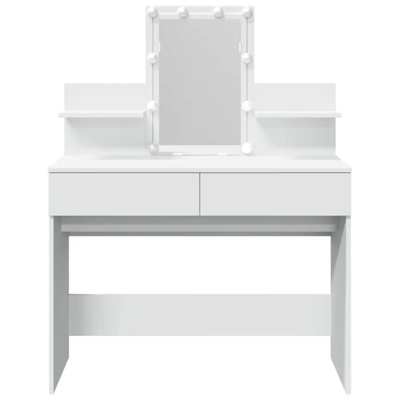 Kosmetinis staliukas su LED, baltos spalvos, 100x40x130cm