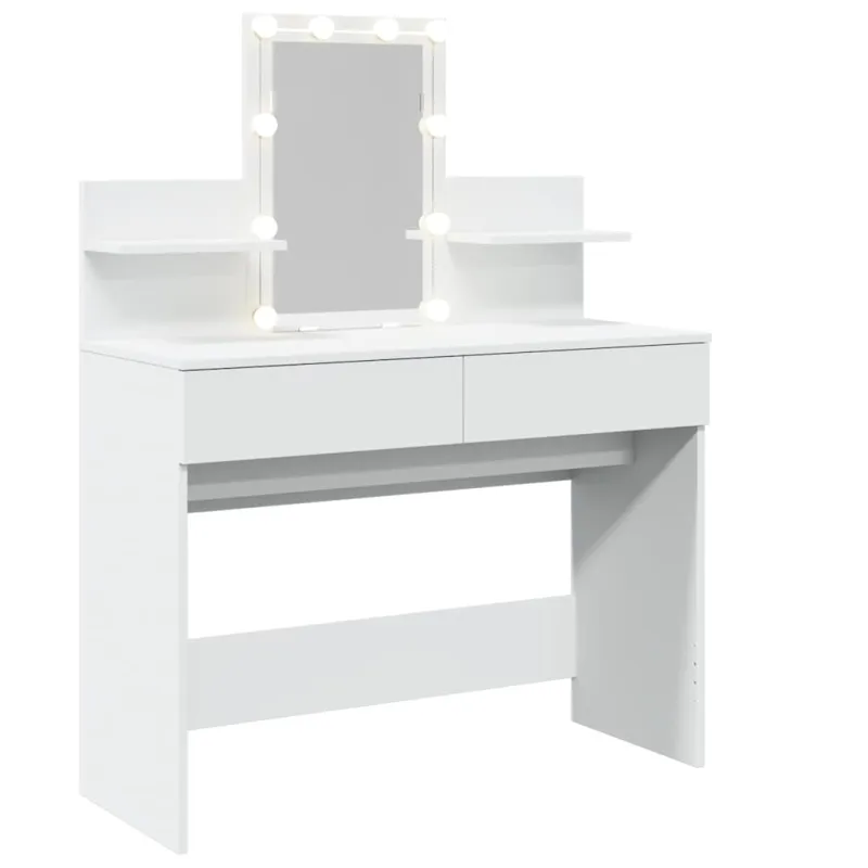 Kosmetinis staliukas su LED, baltos spalvos, 100x40x130cm