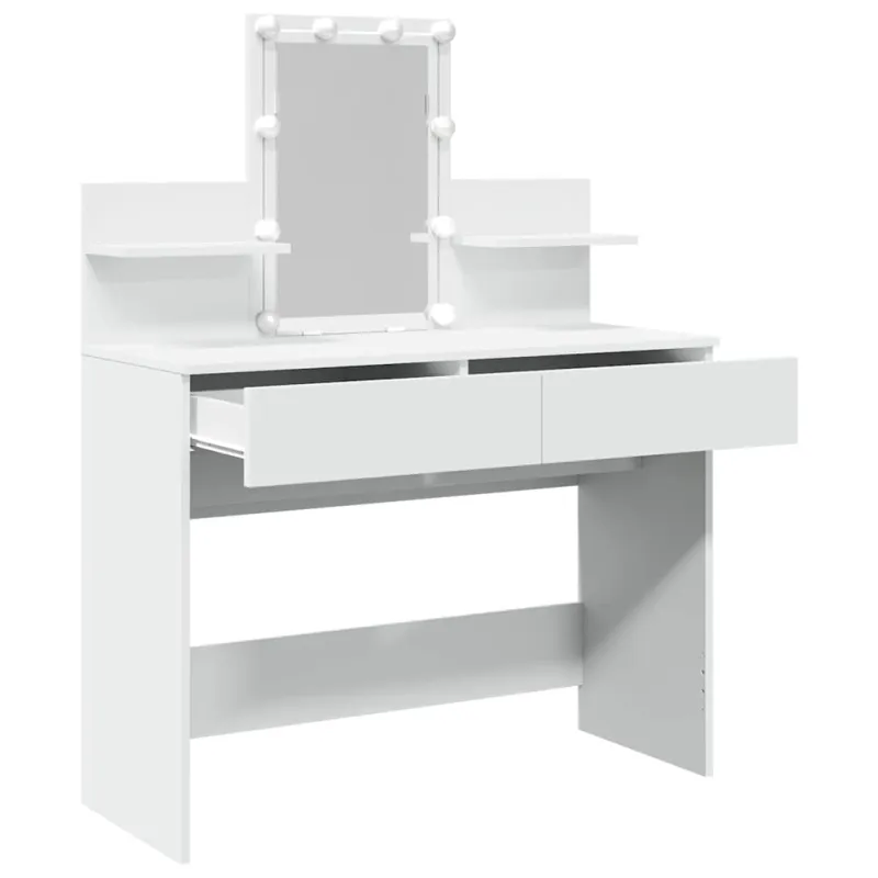 Kosmetinis staliukas su LED, baltos spalvos, 100x40x130cm