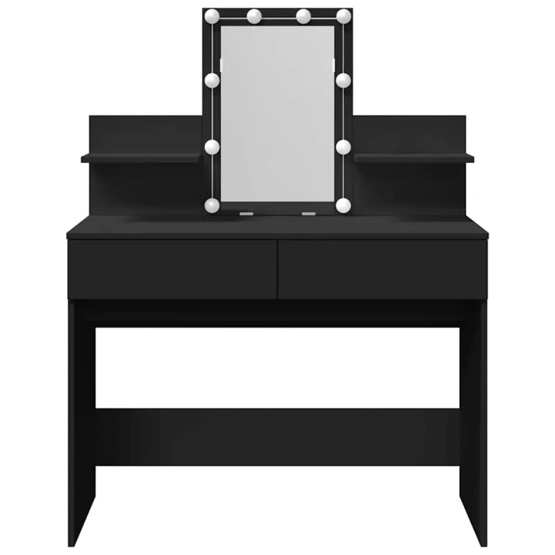Kosmetinis staliukas su LED, juodos spalvos, 100x40x130cm