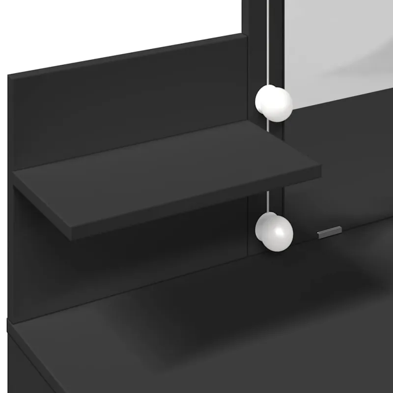 Kosmetinis staliukas su LED, juodos spalvos, 100x40x130cm