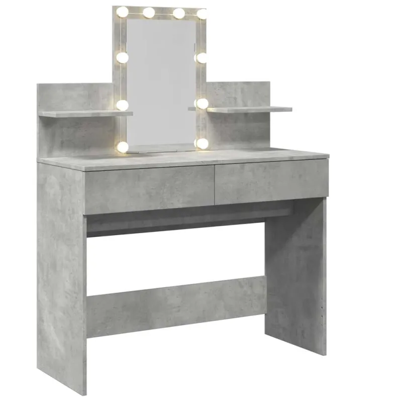 Kosmetinis staliukas su LED, betono pilkas, 100x40x130cm