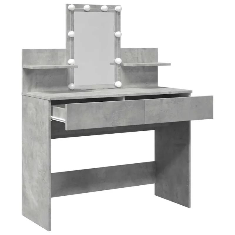 Kosmetinis staliukas su LED, betono pilkas, 100x40x130cm