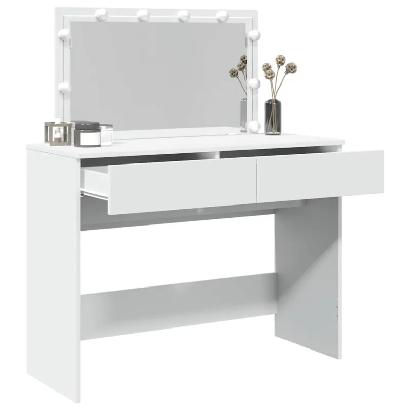 Kosmetinis staliukas su LED, baltos spalvos, 100x40x120cm
