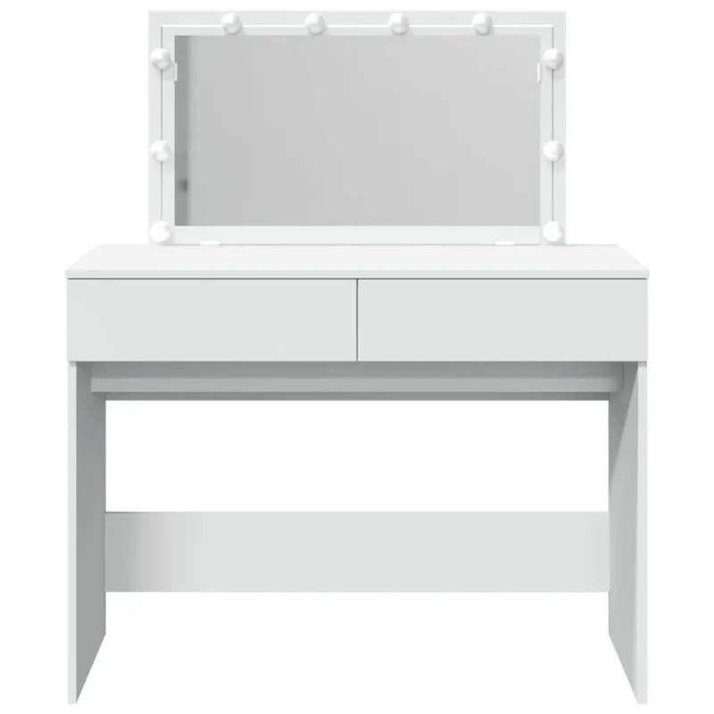 Kosmetinis staliukas su LED, baltos spalvos, 100x40x120cm