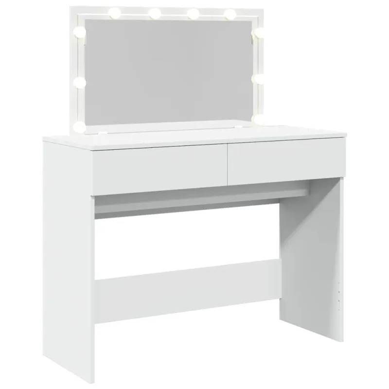 Kosmetinis staliukas su LED, baltos spalvos, 100x40x120cm