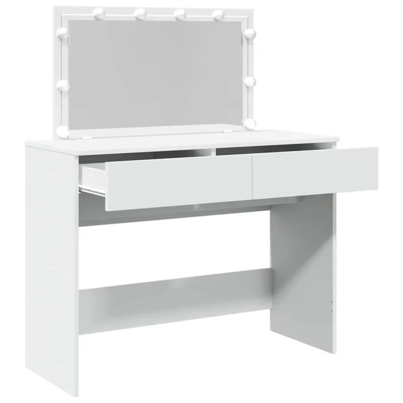 Kosmetinis staliukas su LED, baltos spalvos, 100x40x120cm