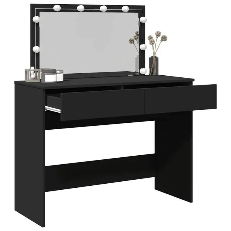 Kosmetinis staliukas su LED, juodos spalvos, 100x40x120cm