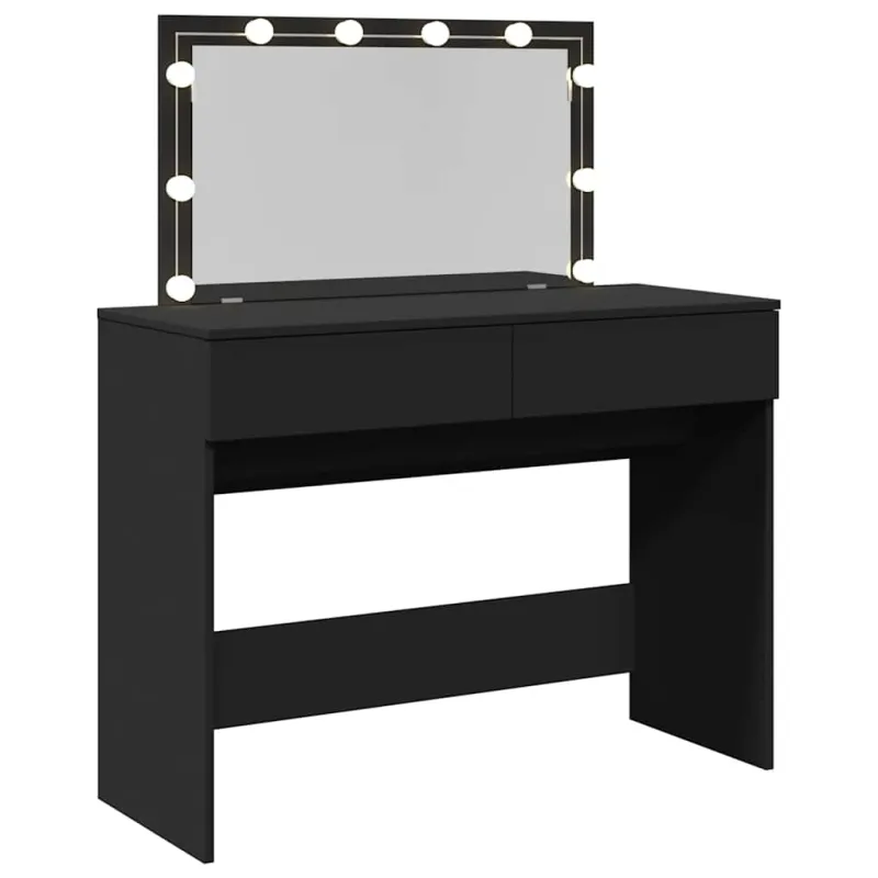 Kosmetinis staliukas su LED, juodos spalvos, 100x40x120cm