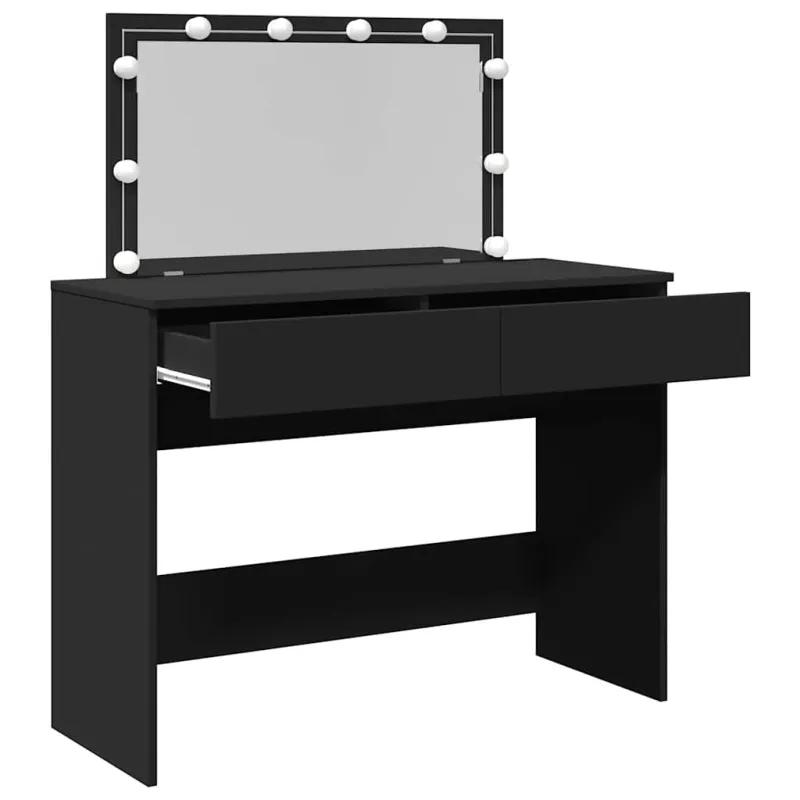 Kosmetinis staliukas su LED, juodos spalvos, 100x40x120cm